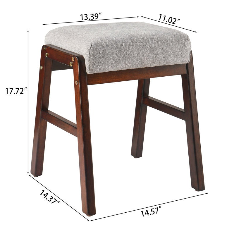 Tabouret moderne rembourré avec cadre en bois pour une utilisation polyvalente, Gris crème