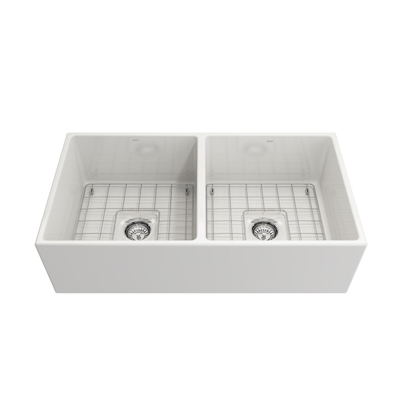 36'' L Fireclay Kitchen Sink, Glossy White