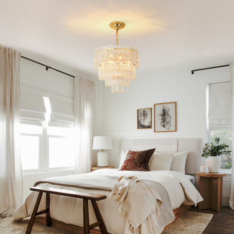 Empire Chandelier with Crystal Accents, 39cm H x 38cm W x 38cm D
