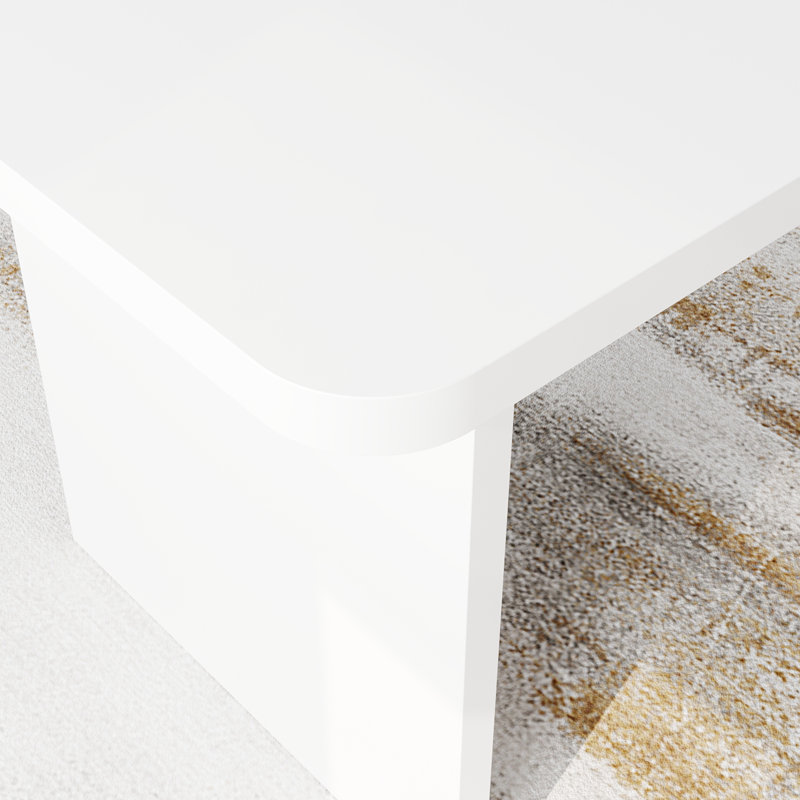 Table de salle à manger rectangulaire moderne blanc - base en bois massif, 6 places