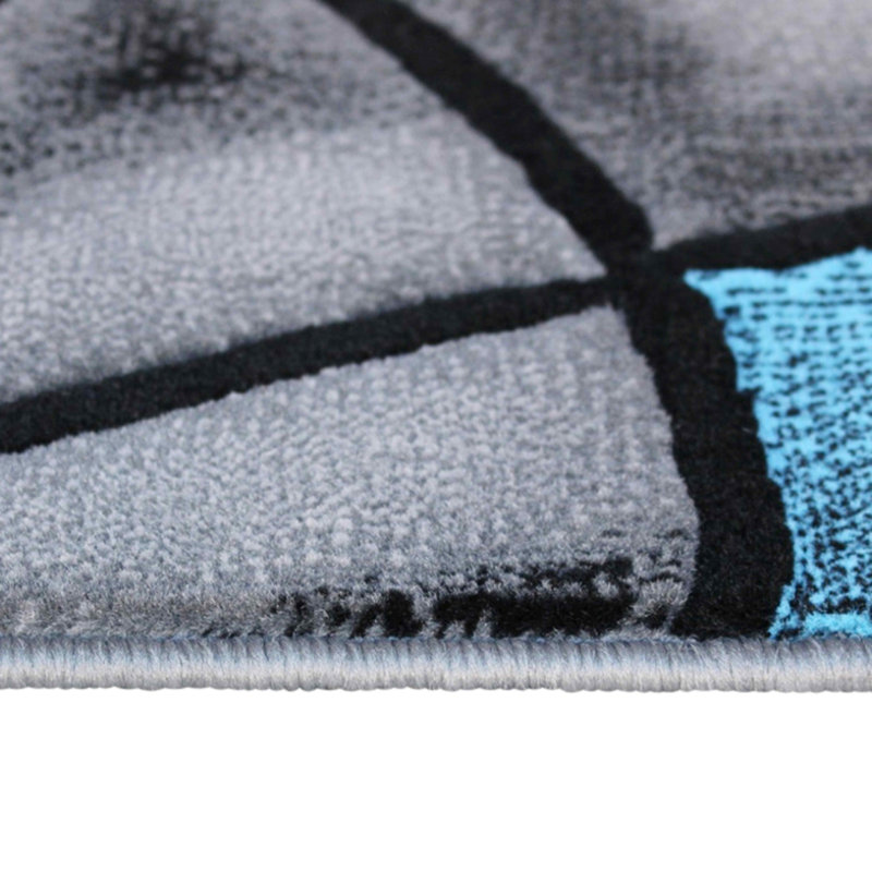 Sioar Blue/Gray Abstract Design Accent Area Rug, Rectangle 5' x 7'