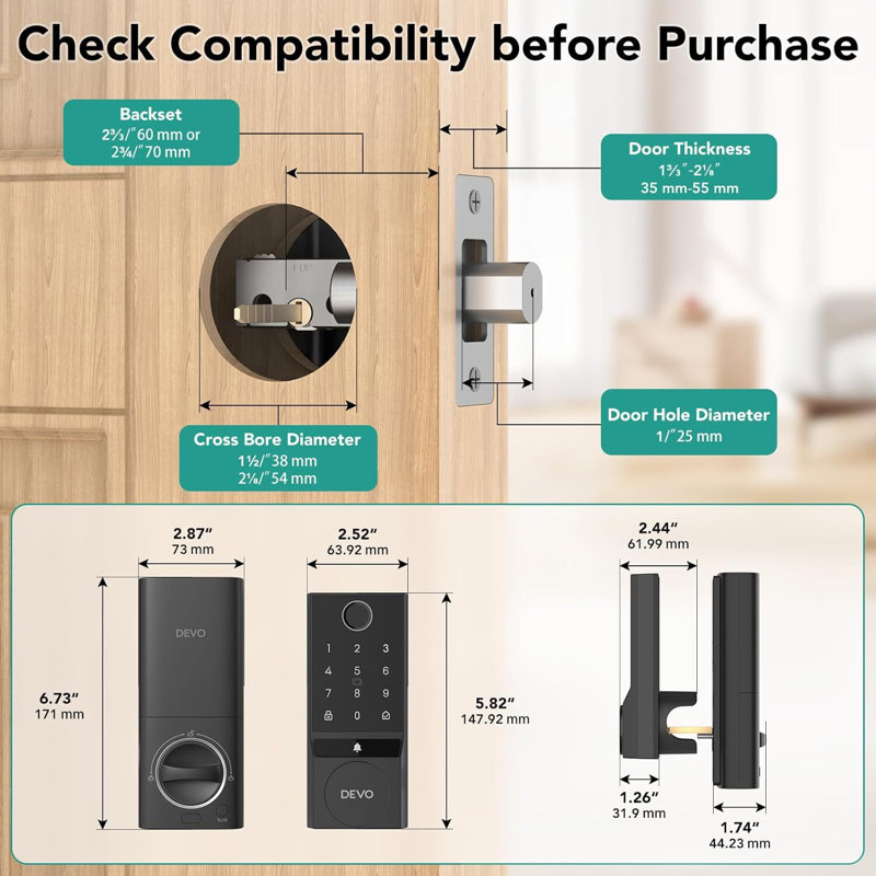 Wi-Fi Smart Lock with Fingerprint Door Lock, Keyless Entry Door Lock Smart Deadbolt, Satin Nickel