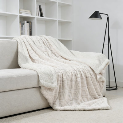Jeté en jacquard en molleton Sherpa