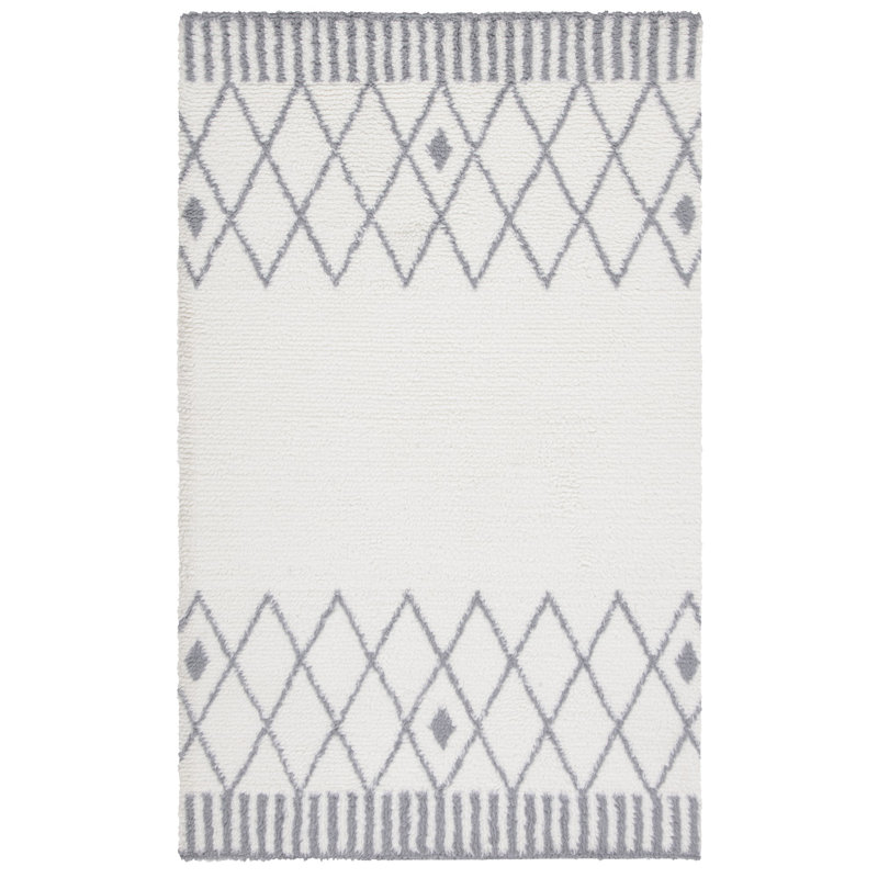 Vermont Hand Tufted New Zealand Wool And Cotton With Latex Geometric Rug, Rectangle 5' x 8'
