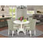 L'ensemble de salle à manger 3 pièces pour petits espaces comprend une table de salle à manger ronde avec piédestal et 2 chaises Parson en tissu Shitake foncé, lin blanc-1800375221-1869960861-1869960860