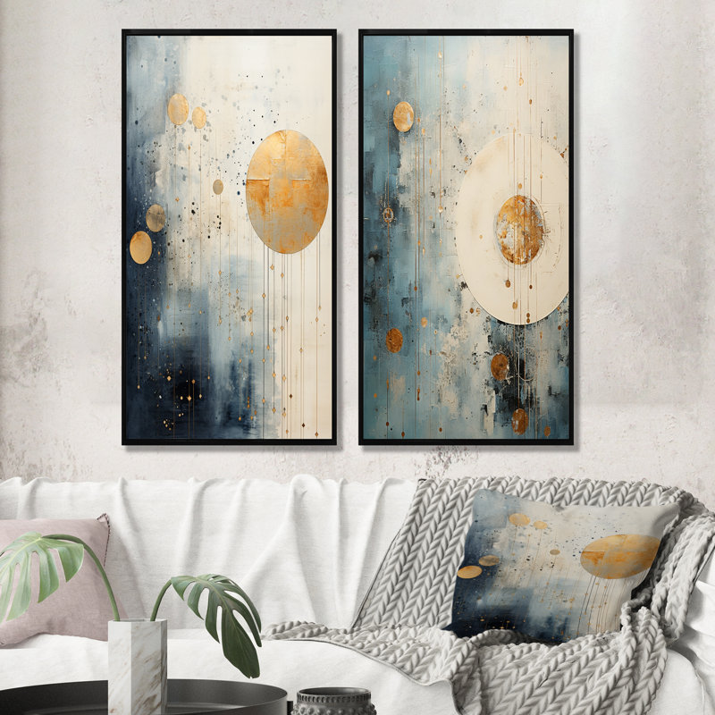 Melton - ensemble de 2 impressions sur toile astrologie, Cadre noir, H 28 po x l 25 po