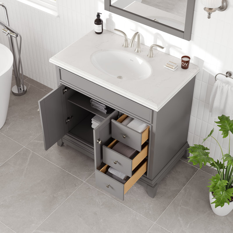 Meuble-lavabo simple 36 po Elite Stamford, Gris