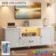 Meuble télé 70 po avec lumières DEL et armoires de rangement, console multimédia en forme de V pour salon