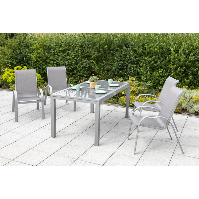 Ashmita 4 - Person Patio Dining Set with Extendable Rectangular Table