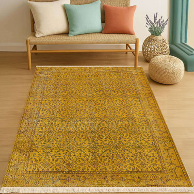 Tapis safran délavé traditionnel