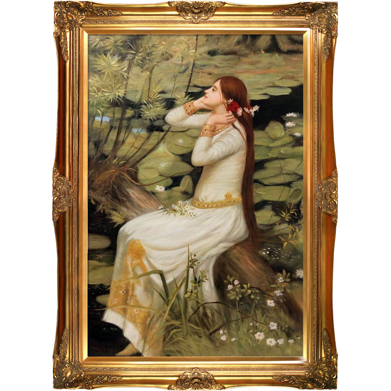 Ophelia, peinture sur toile encadrée, H 44 po x l 32 po x P 2 po, Or victorien