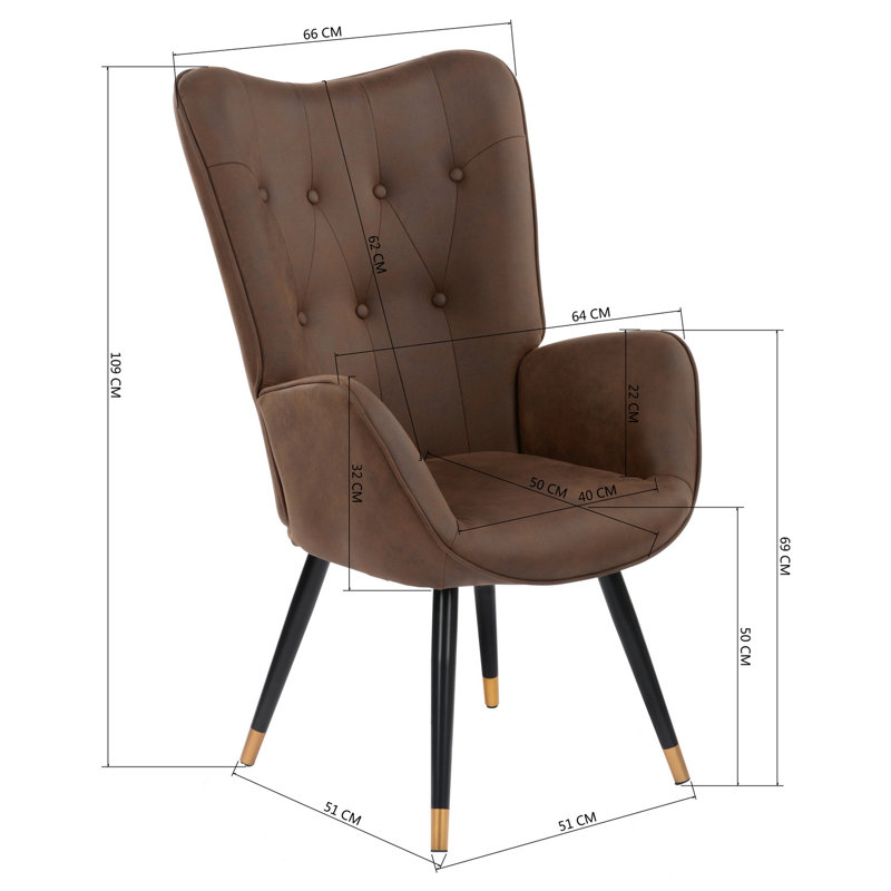 Lathgertha Upholstered Armchair, Dark Brown