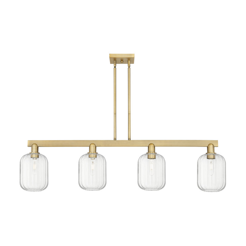 Luminaire suspendu pour îlot 4 lumières Hailsham, Clair, Laiton brossé