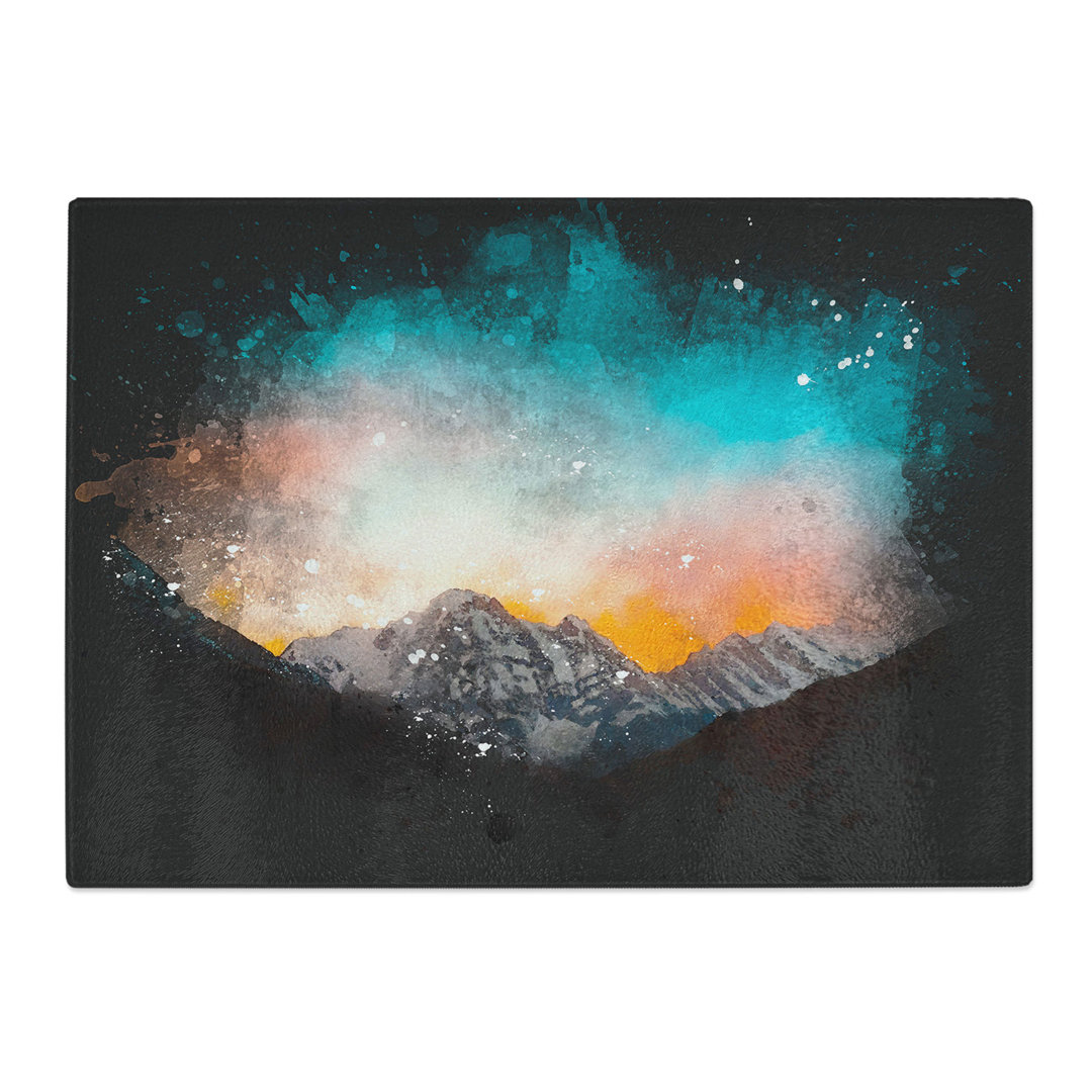 Tempered Glass Sunrise over a Mountain Chopping Board