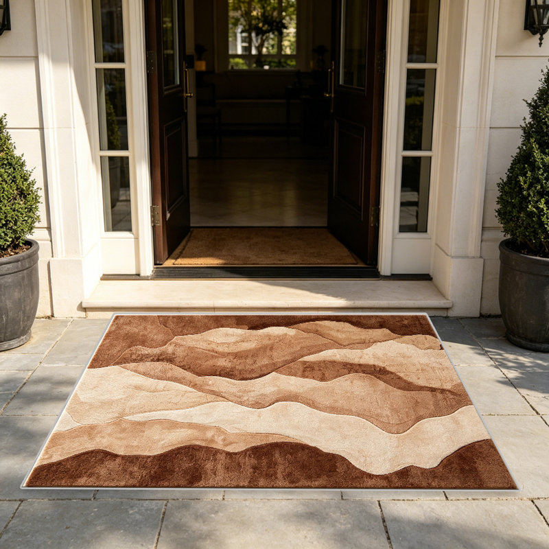 Caramel Mountain carpet-easy to clean, machine-washable, soft and comfortable; suitable for door mats, kitchens, living rooms, bedrooms, corridors, and laundry areas. Easy to clean, durable carpet for home decoration.