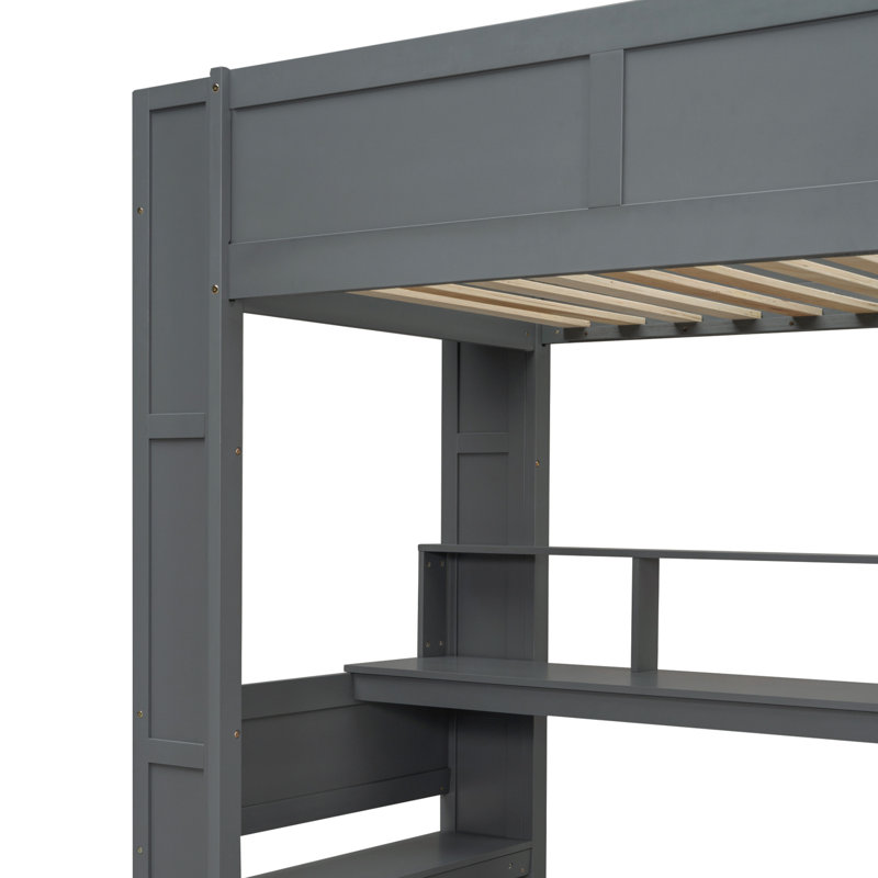 Lit mezzanine en bois avec bureau Wood, Simple