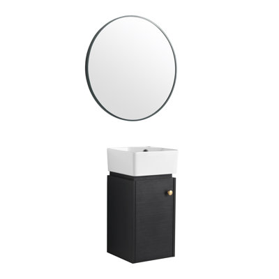Meuble-lavabo avec lavabo 12 po pour petite salle de bain, meuble-lavabo avec porte à fermeture en douceur, petit meuble-lavabo avec lavabo, l 12 po x H 12 po x H 24,1 po