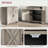 Sideboards Farmhouse Buffet Cabinet with Barn Doors, Drawer &amp; Adjustable Shelf | Gray Wash | MDF, Particleboard-1390749107
