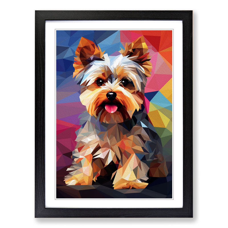 Yorkshire Terrier Orphism - Single Picture Frame Print on Wood, 46cm H x 34cm W x 2cm D, Black