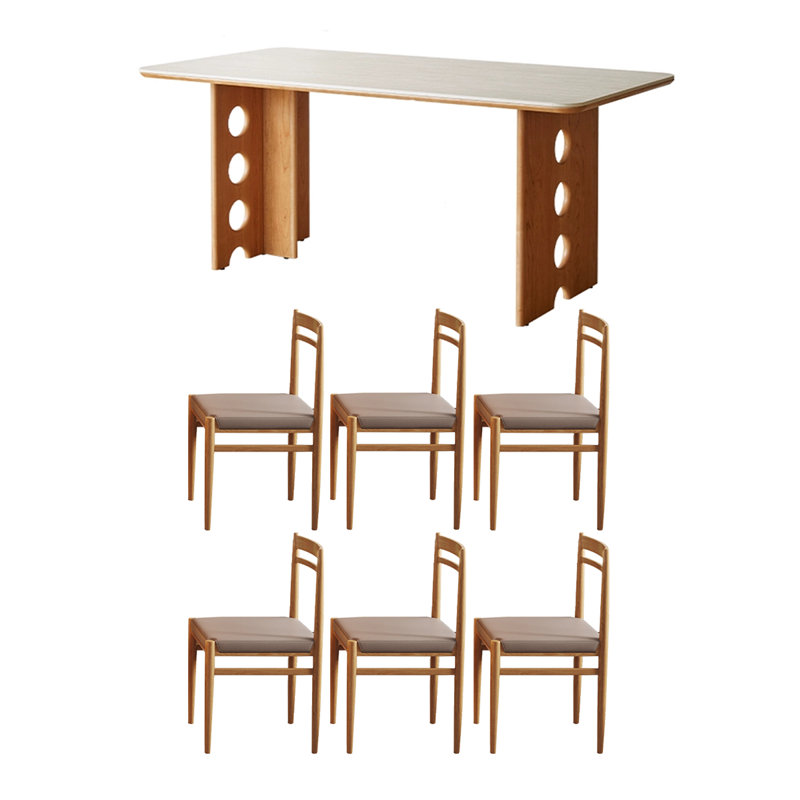 Ensemble de table rectangulaire en bois massif pour un usage domestique, H 29,52 po x L 70,86 po x l 35,43 po