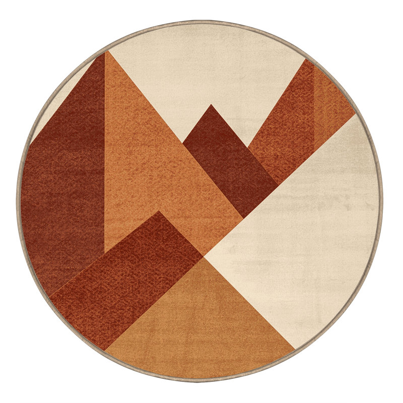 Tapis marocain doux et moelleux de couleur bohème Eiler - reliure beige, Rond 3 pi