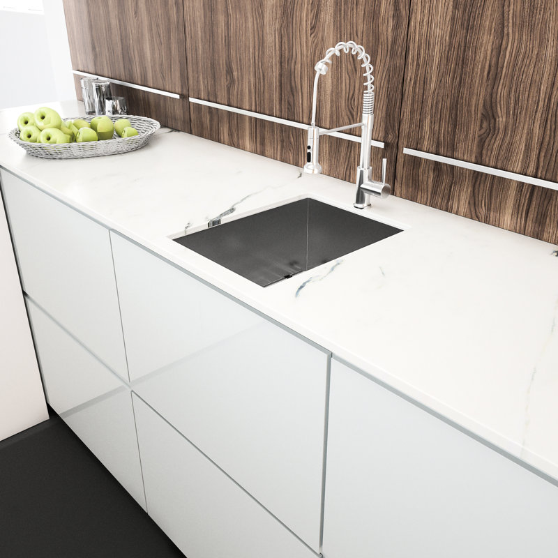14 Inch Undermount Single Bowl Kitchen Sink 18 Gauge 9 Deep, 304 Stainless Steel, With Drain Assembly And 3Mm Rubber Pad 14"X18"X9" Gauge, Sound - Reducing Coating