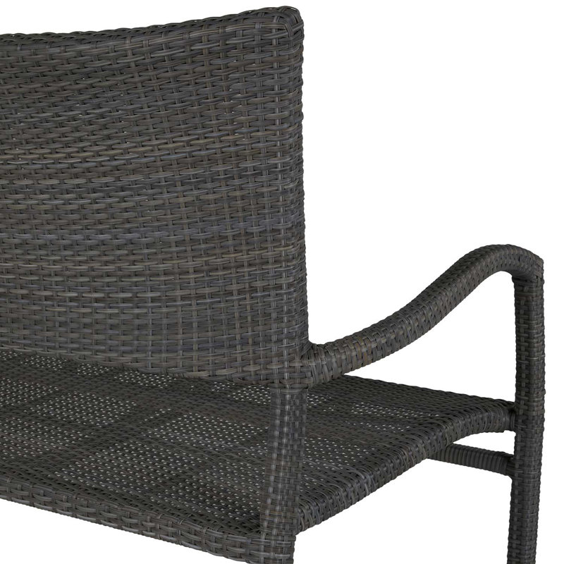 Skye Wicker Garden Bench, Slate Gray, No Welt, Linen Chambray