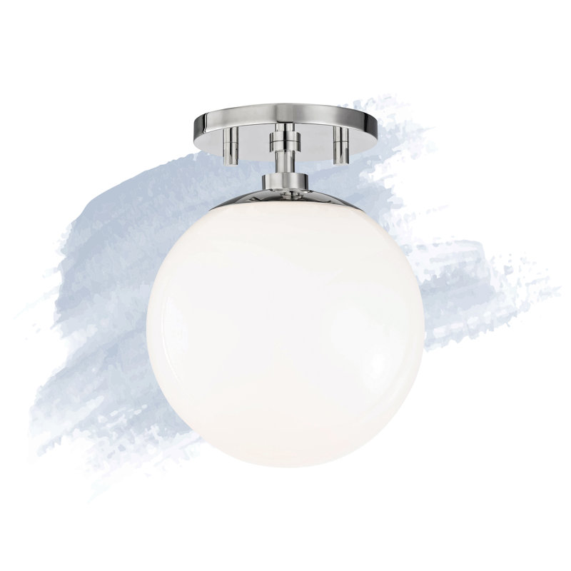 Plafonnier semi-encastré 1 lumière 7 po Luna, Nickel poli