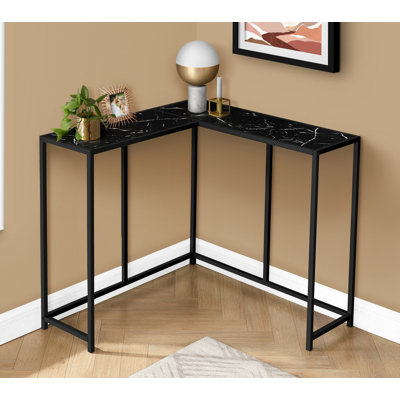 Table d'appoint, console, vestibule, étroit, d'angle, stratifié noir, métal noir, contemporain, moderne
