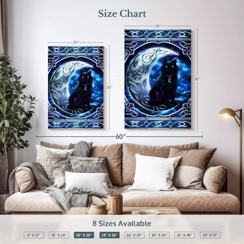 Brampt Black Cat Crescent Moon, 36" H x 24" W