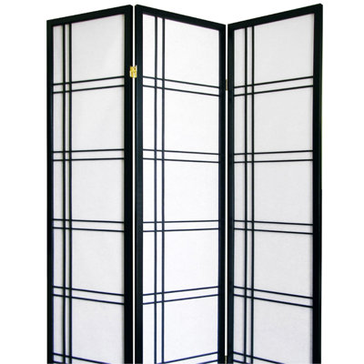 70" Tall "" 3 Dividing Screen, Black Painted, Pine Wood, Improves Room Aesthetics, Foldable For Space Efficiency Style,