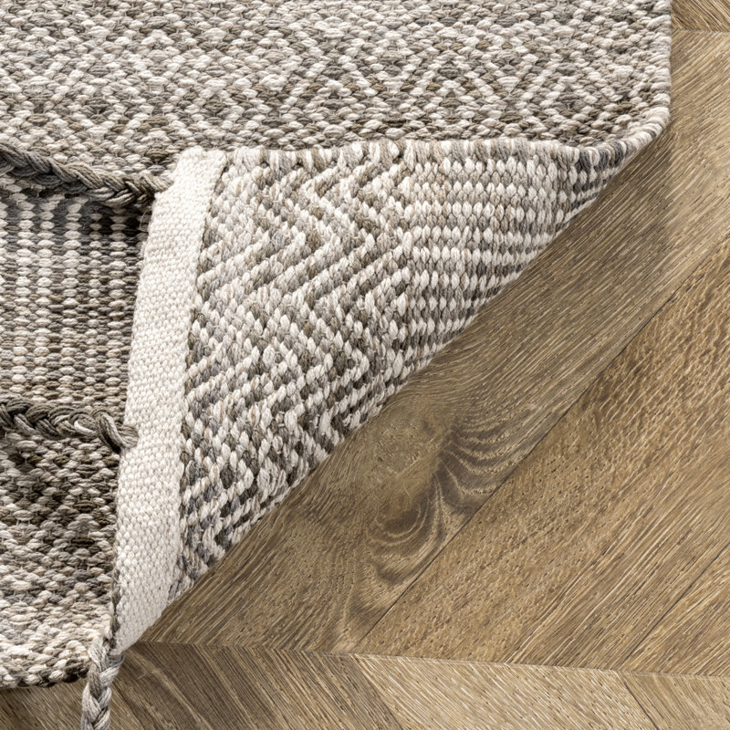 Tapis beige en coton crocheté à la main Tarrence, Rectangle 9 pi x 12 pi