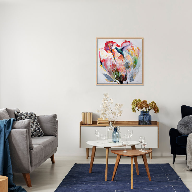 «Nectar» par Alexander NikAnpour - peinture sur toile à cadre flottant, H 31,75 po x l 31,75 po, Image au gel brossé