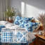 Ensemble d'édredon 6 pièces Coastal - Ensemble de literie et coussin décoratif bleu océan Ikat-131226980