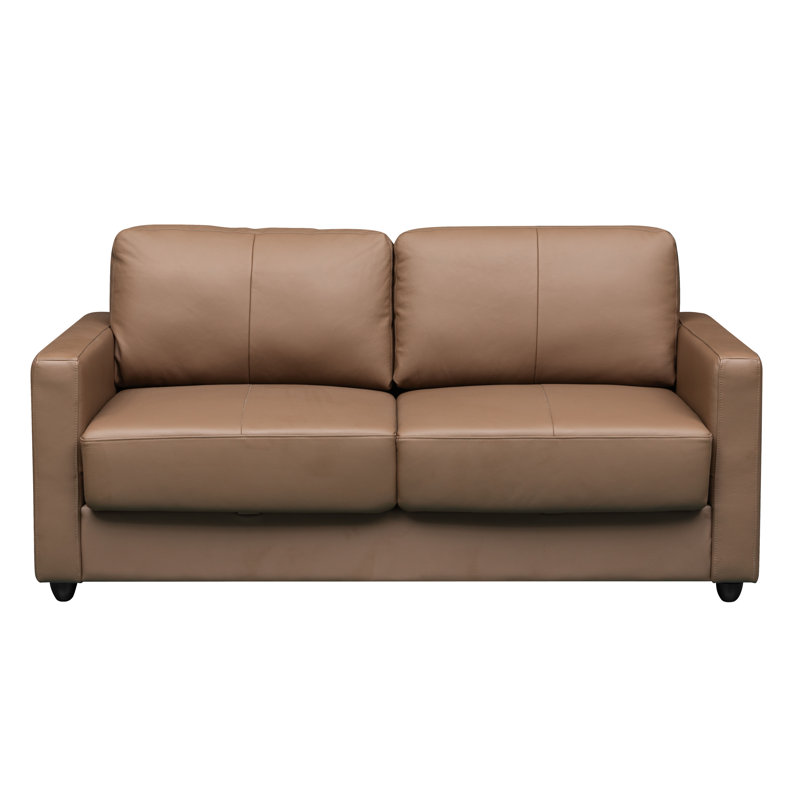 Canapé-lit Casa Verona 70" en cuir pleine fleur brun, idéal pour le salon, avec matelas en mousse intégré., Brown Leather