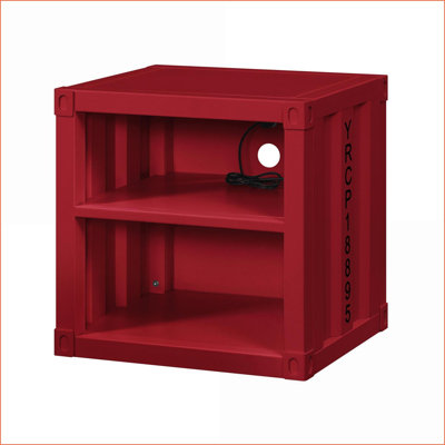 Cargo Blue Industrial Nightstand with USB &amp; Open Storage