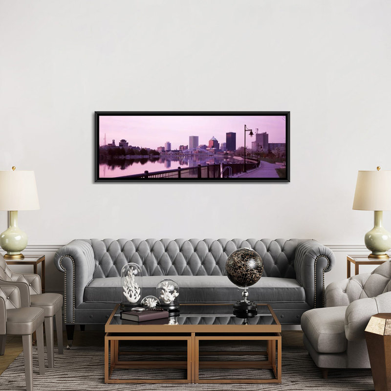 Constructions au waterfront, gènes, rochester, monroe county, new york, impression sur toile tendue, Cadre noir