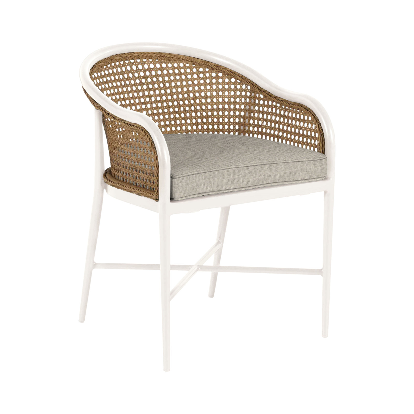 Havana Cane N-Dura Resin Wicker Outdoor Arm Chair, Welt, Chalk/Natural Cane, Bali Pearl