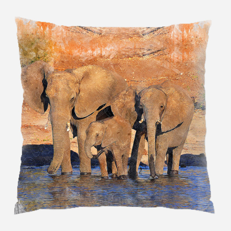  Coussin Elephants, Intérieur, Microsuède