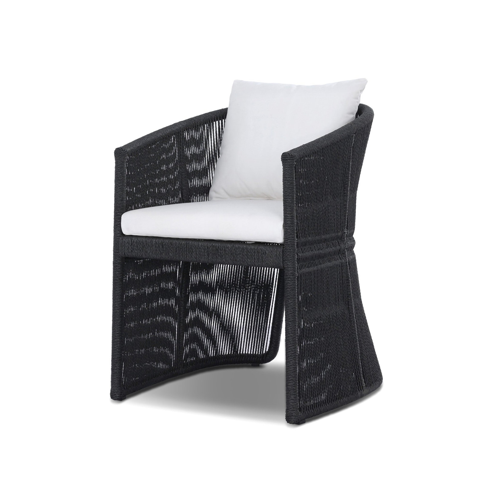 MONDIRA Premium All-Weather Wicker Outdoor Dining Armchair, Faux Black Hyacinth