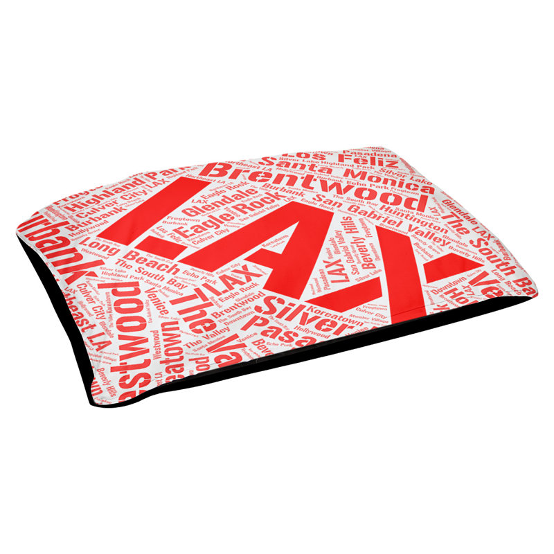 Coussin de chien « districts », Moyen (H 9,5 po x l 28 po x P 18 po), Rouge, Los Angeles
