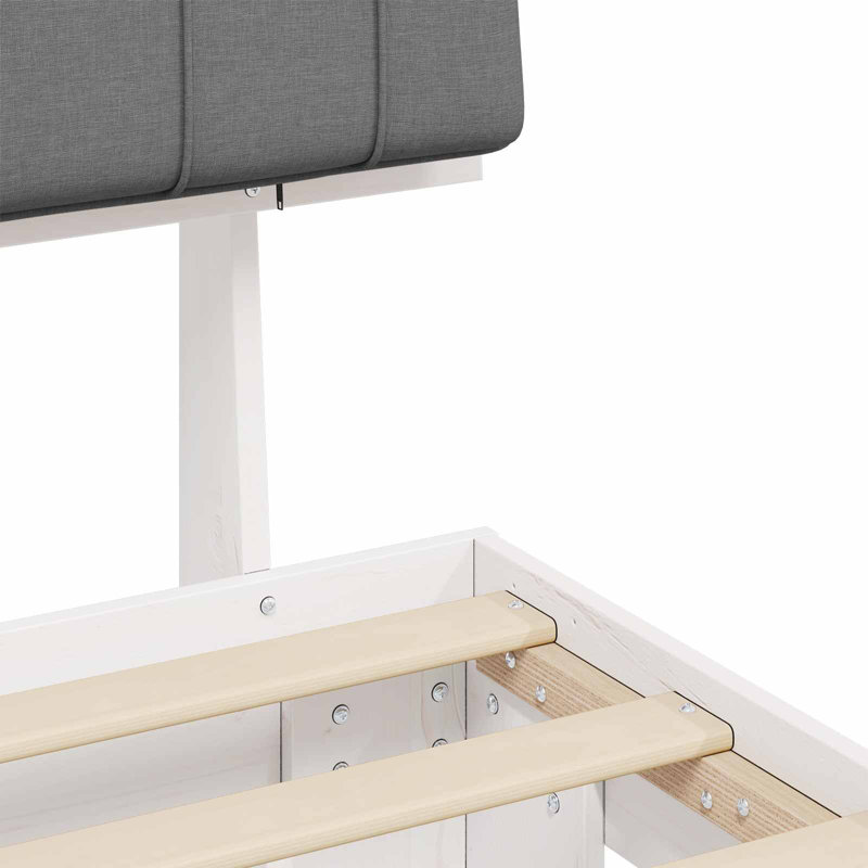 Steel Bed Frame, European Single (90 x 200 cm), Light Grey/White