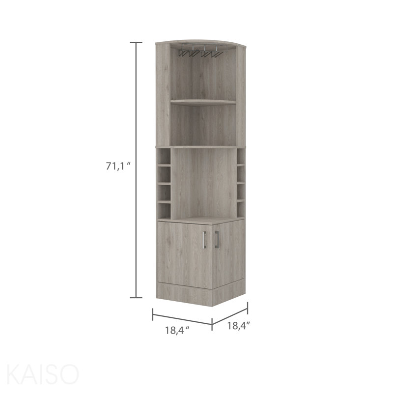 8-Bottle 2-Shelf Bar Storage Cabinet, Gray