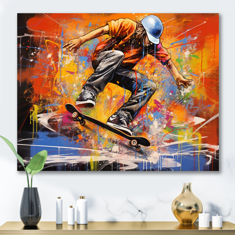 Skateboard Street, impression sur toile I, H 30 po x l 40 po x P 1,5 po, Toile tendue