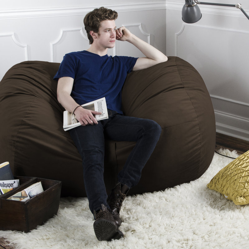 5.5 Foot Lounger Bean Bag Loveseat, Premium Chocolate
