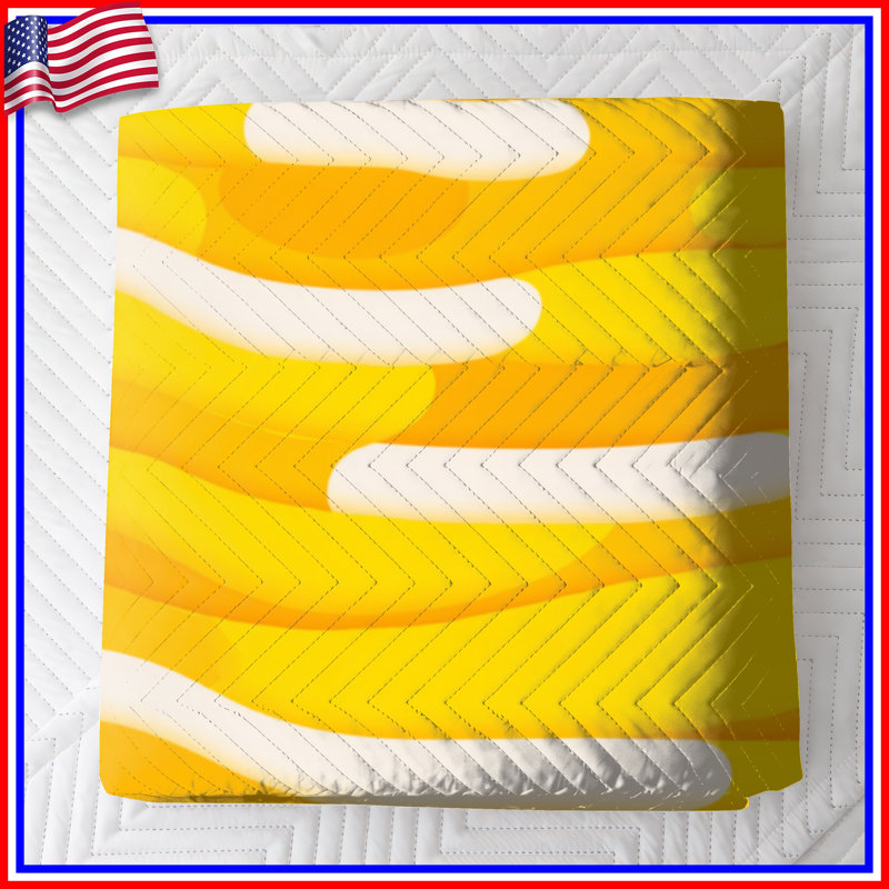 Couvre-lit matelassé Yellow Wavy Lines toutes tailles, Lit simple