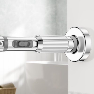 Stainless Steel Tension Curtain Rod 41-126 Inches (4-10 ft), Adjustable Shower Curtain Rod No Drilling, Heavy Duty Tension Rod for Windows, Living Room, Bathroom, Bedroom, Outdoor, Silver