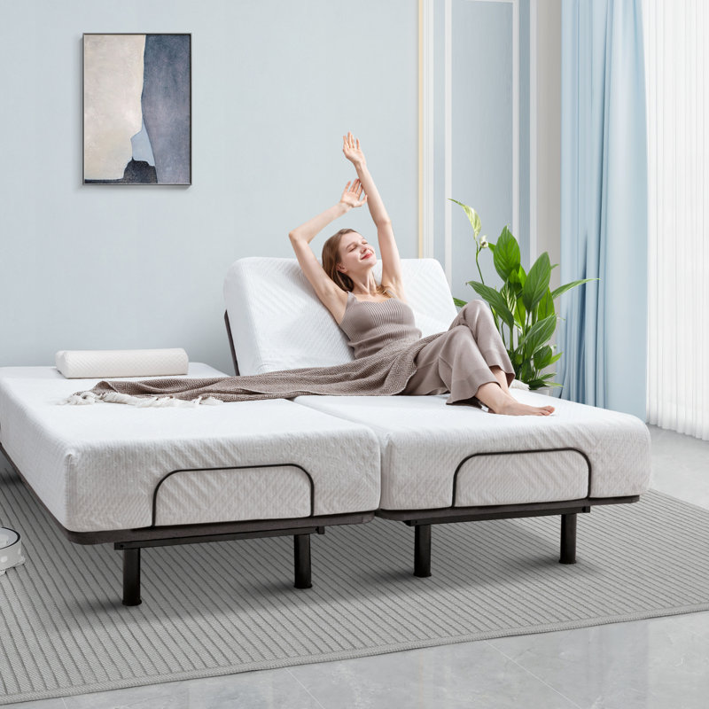 Zero Gravity Adjustable Bed with Massage and Wireless Remote, 12'' Memory Foam Mattress Include, King