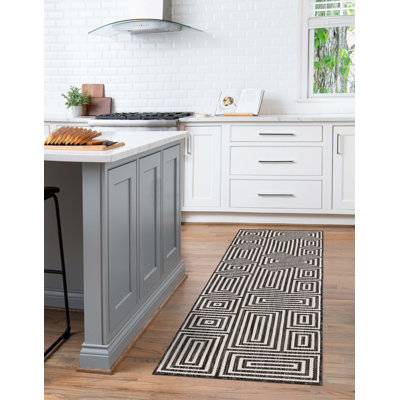 Contemporary Bello Area Rug Black and White Color