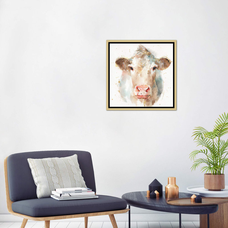 «Farm Friends II» par Lisa Audit - reproduction d'art, Toile encadrée d'or, H 18 po x l 18 po x 1,5 po